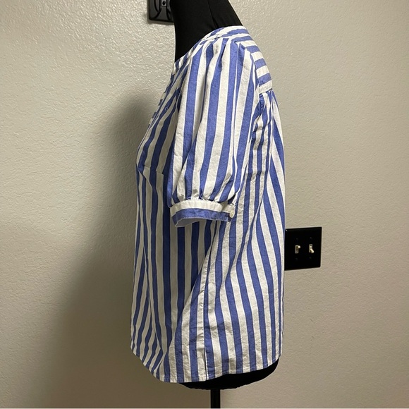 J.Crew Striped V-neck Short-Sleeve Poplin Top Size Medium - Picture 5 of 8